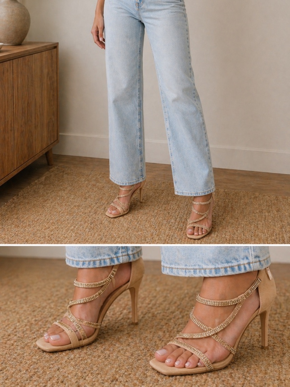 Vince Camuto Champagne Gold Strappy High Heel Sandal